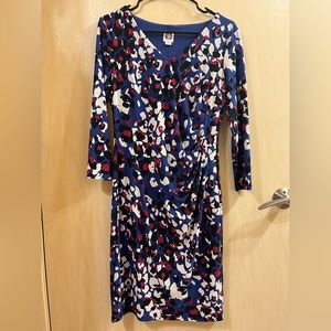 Anne Klein Sz 4 Royal Blue Leopard Print Dress